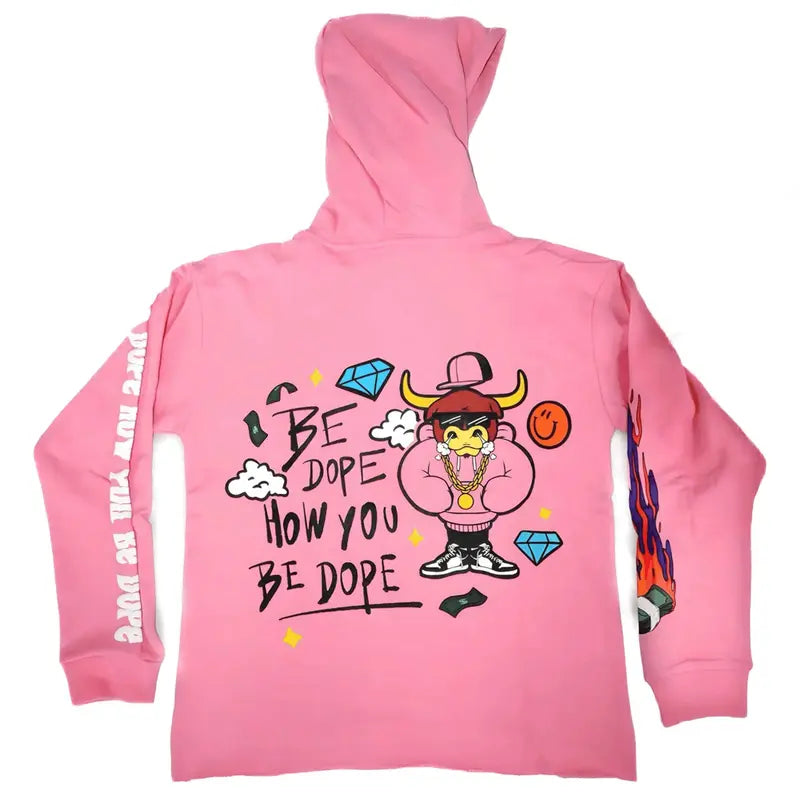 Sneaks Streetwear Maximalist Raw Hem Crop Pink Hoodie