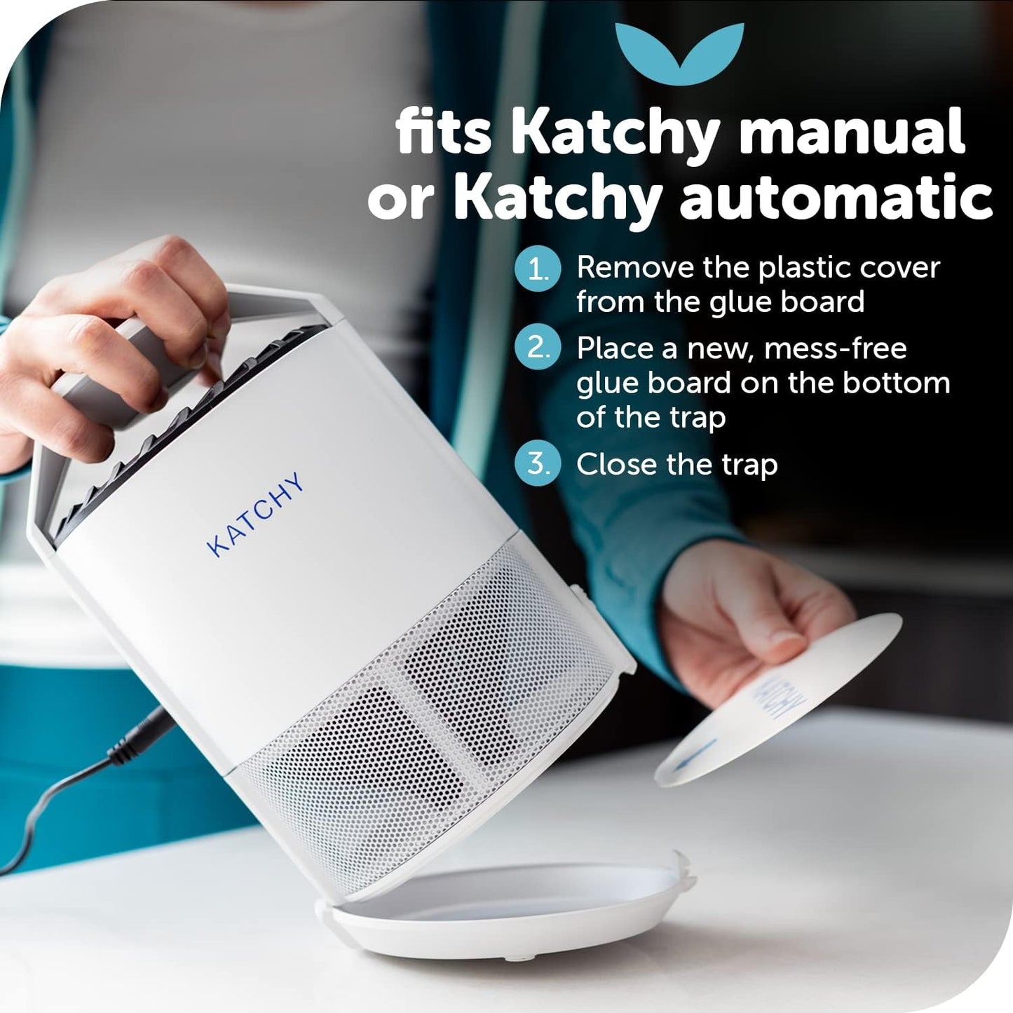 Katchy Indoor Insect Trap - Catcher & Killer for Mosquitos, Gnats, Moths, Fruit Flies - Non-Zapper Traps for Inside Your Home - Catch Insects Indoors with Suction, Bug Light & Sticky Glue (Black)