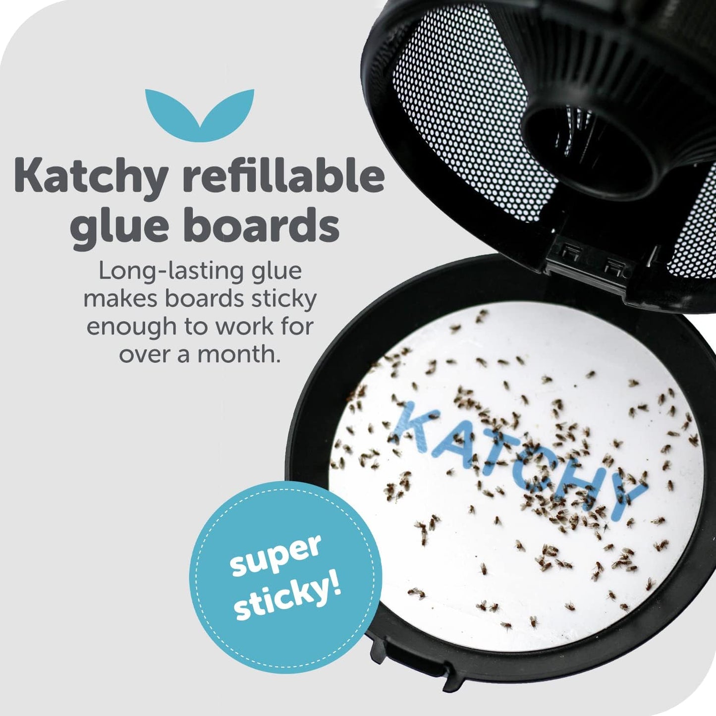 Katchy Indoor Insect Trap - Catcher & Killer for Mosquitos, Gnats, Moths, Fruit Flies - Non-Zapper Traps for Inside Your Home - Catch Insects Indoors with Suction, Bug Light & Sticky Glue (Black)