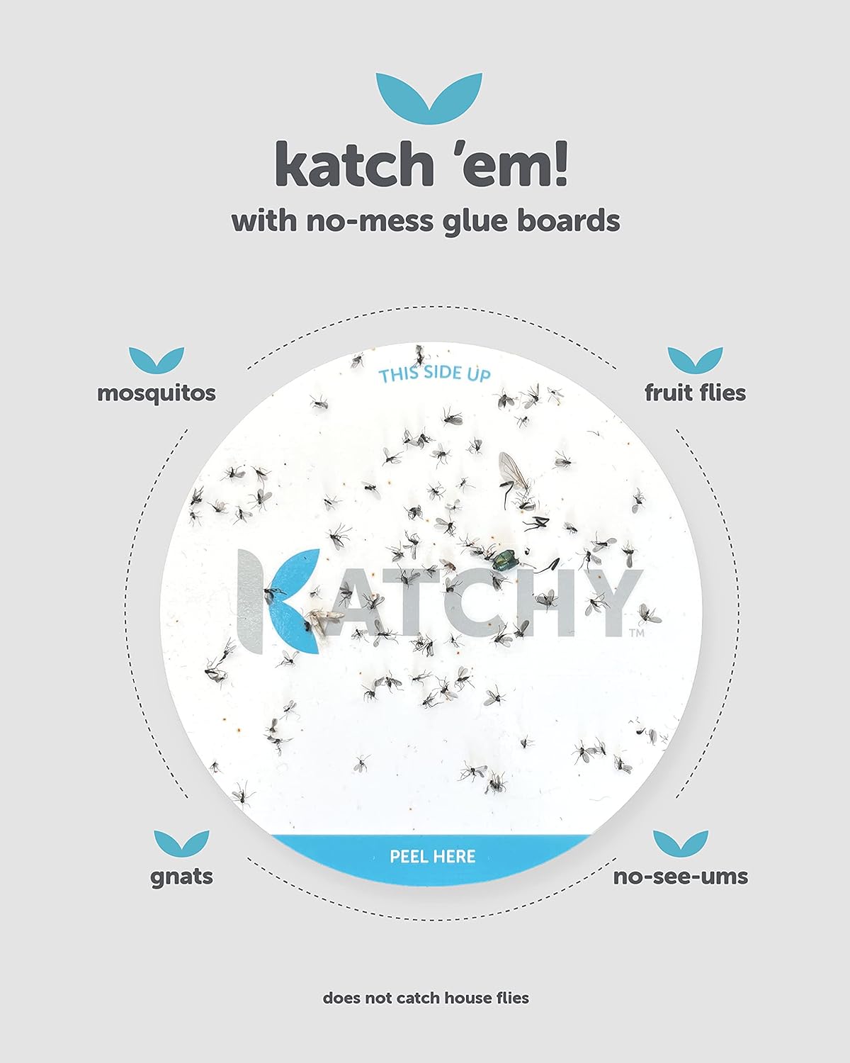 Katchy Indoor Insect Trap - Catcher & Killer for Mosquitos, Gnats, Moths, Fruit Flies - Non-Zapper Traps for Inside Your Home - Catch Insects Indoors with Suction, Bug Light & Sticky Glue (Black)