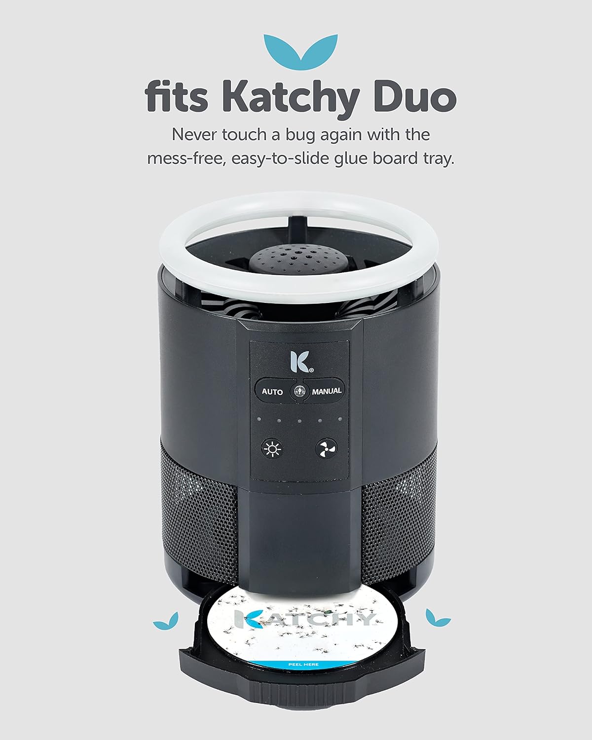 Katchy Indoor Insect Trap - Catcher & Killer for Mosquitos, Gnats, Moths, Fruit Flies - Non-Zapper Traps for Inside Your Home - Catch Insects Indoors with Suction, Bug Light & Sticky Glue (Black)