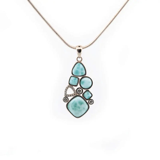 Silver 5 Stone Multi Shaped Pendant