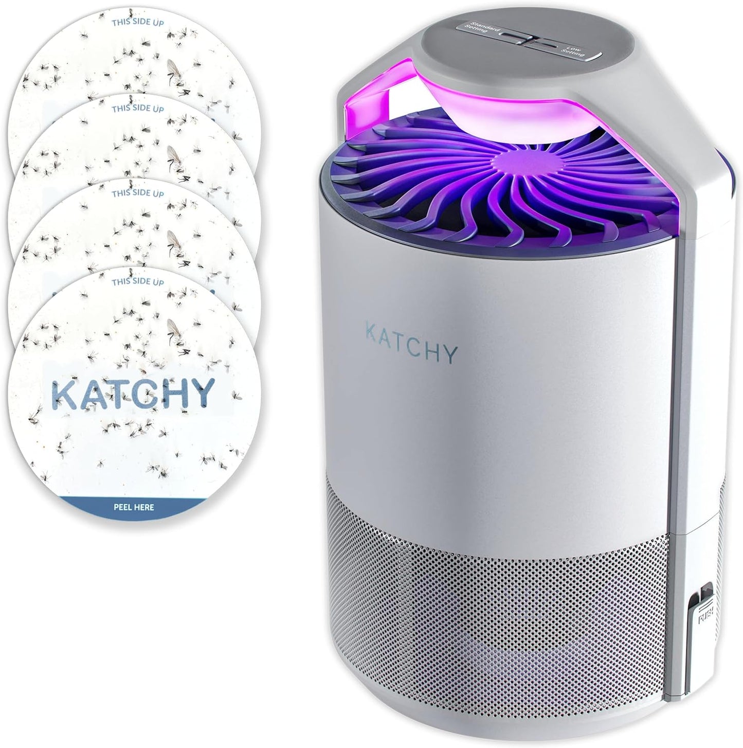 Katchy Indoor Insect Trap - Catcher & Killer for Mosquitos, Gnats, Moths, Fruit Flies - Non-Zapper Traps for Inside Your Home - Catch Insects Indoors with Suction, Bug Light & Sticky Glue (Black)