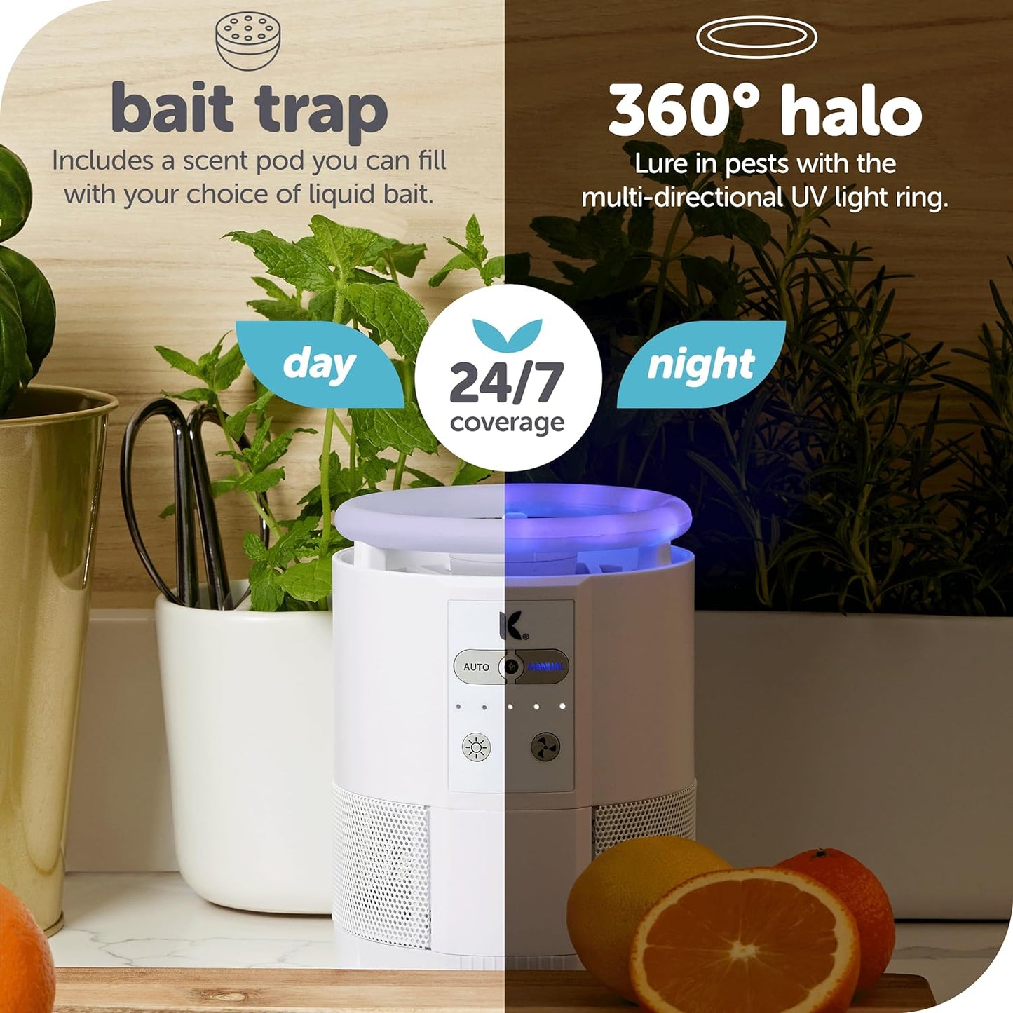 Katchy Indoor Insect Trap - Catcher & Killer for Mosquitos, Gnats, Moths, Fruit Flies - Non-Zapper Traps for Inside Your Home - Catch Insects Indoors with Suction, Bug Light & Sticky Glue (Black)