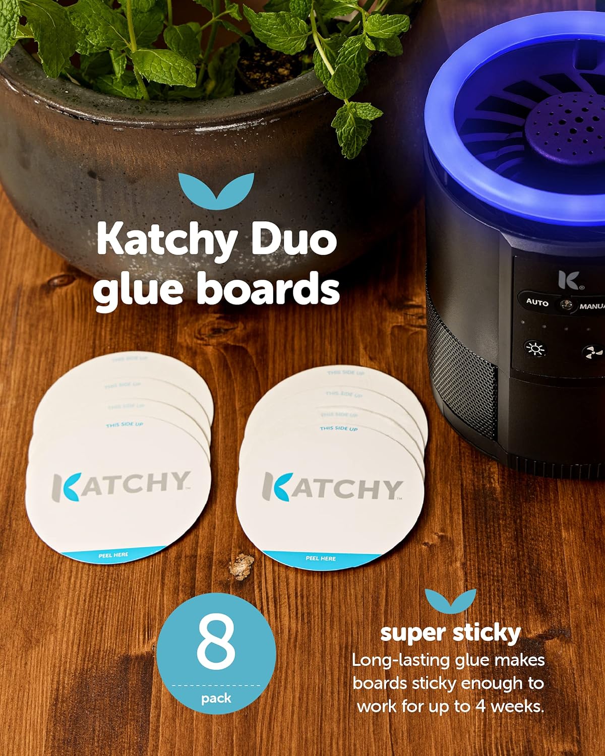 Katchy Indoor Insect Trap - Catcher & Killer for Mosquitos, Gnats, Moths, Fruit Flies - Non-Zapper Traps for Inside Your Home - Catch Insects Indoors with Suction, Bug Light & Sticky Glue (Black)