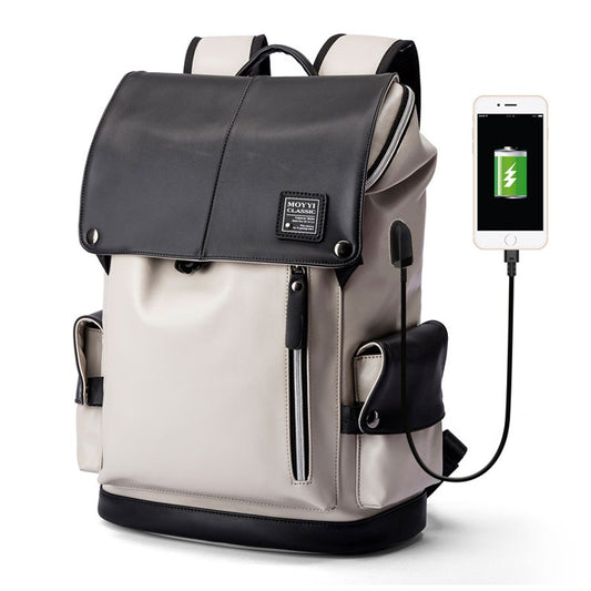 Image of Vegan Leather Dayback Backpack: "Stylish Vegan Leather Dayback Backpack