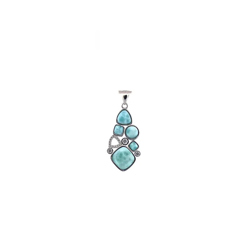 Silver 5 Stone Multi Shaped Pendant